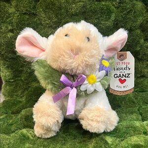 GANZ Soft Plush Lamb with Purple Flower Bow
